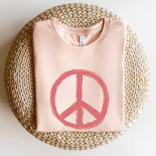 Pink Peace Sign Graphic Tee
